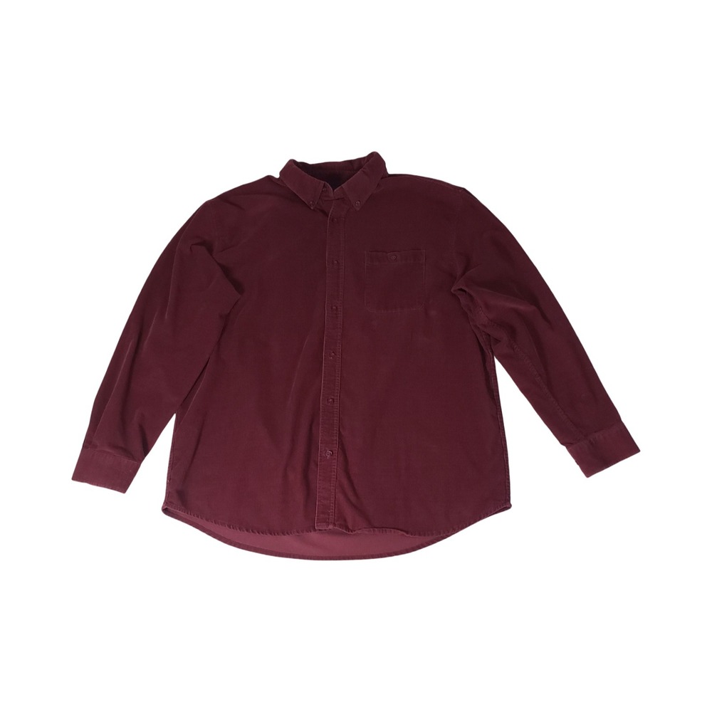 Scandia Woods Mens XL Burgundy Corduroy Long Sleeve Button Down Shirt Cotton